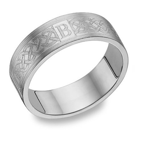 Custom Celtic Engraved Initial Wedding Band Ring