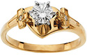 1/2 Carat Diamond Christian Cross Engagement Ring, 14K Yellow Gold