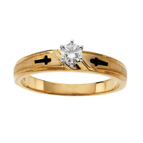Black Cross Diamond Engagement Ring 14K Gold