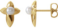 14K Gold Freshwater Pearl Cross Earrings