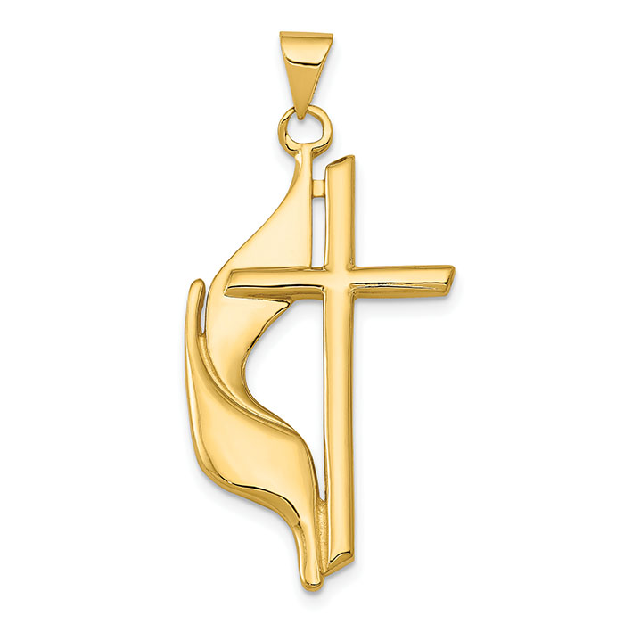 14K Gold Methodist Cross Pendant