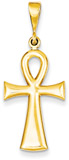 14K Gold Polished Ankh Cross Pendant