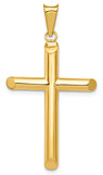 14K Gold Polished Tube Cross Pendant