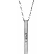 14K White Gold 4-Sided Bible Verse Necklace