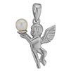14k white gold angel pendant with freshwater pearl