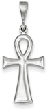 14K White Gold Plain Ankh Cross Necklace