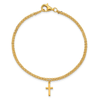 24K Gold Cross Dangle Bracelet