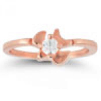 Holy Spirit Dove Diamond Bridal Ring Set in 14K Rose Gold 3
