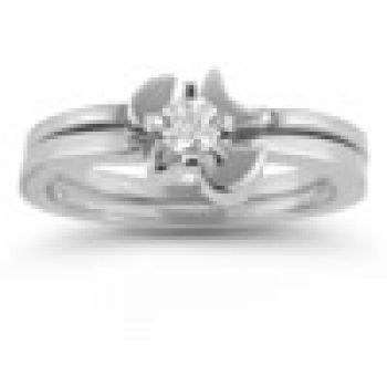 Holy Spirit Dove Cubic Zirconia Bridal Ring Set in 14K White Gold 2