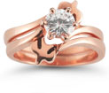Holy Spirit Dove Diamond Bridal Engagement Ring Set, 14K Rose Gold