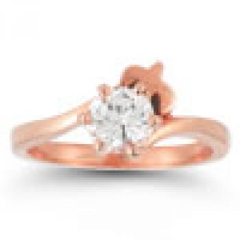 Holy Spirit Dove Diamond Bridal Engagement Ring Set, 14K Rose Gold 3