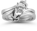 Holy Spirit Dove Diamond Bridal Engagement Ring Set, 14K White Gold