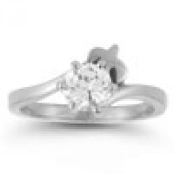 Holy Spirit Dove Diamond Bridal Engagement Ring Set, 14K White Gold 3