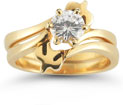 Holy Spirit Dove Diamond Bridal Engagement Ring Set, 14K Yellow Gold