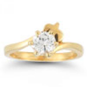 Holy Spirit Dove Diamond Bridal Engagement Ring Set, 14K Yellow Gold 3