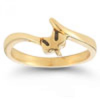 Holy Spirit Dove Diamond Bridal Engagement Ring Set, 14K Yellow Gold 4