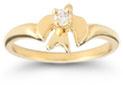 Holy Spirit Dove Cubic Zirconia Ring in 14K Yellow Gold