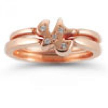 Holy Spirit Dove Cubic Zirconia Engagement Ring Set in 14K Rose Gold 2