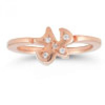 Holy Spirit Dove Cubic Zirconia Engagement Ring Set in 14K Rose Gold 3