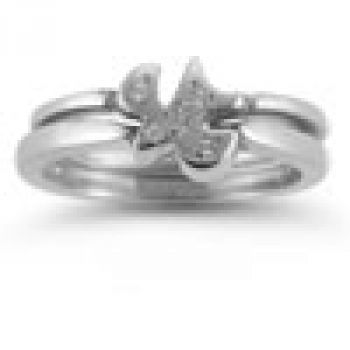 Holy Spirit Dove CZ Engagement Ring Set in 14K White Gold 2