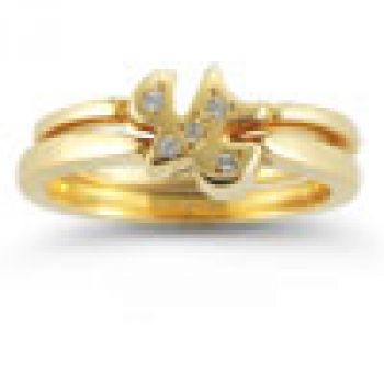 Holy Spirit Dove CZ Engagement Ring Set in 14K Yellow Gold 2