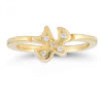 Holy Spirit Dove CZ Engagement Ring Set in 14K Yellow Gold 3