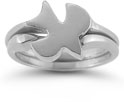 Christian Dove Bridal Wedding Ring Set in 14K White Gold