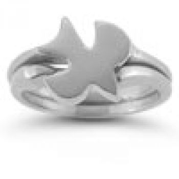 Christian Dove Bridal Wedding Ring Set in 14K White Gold 2