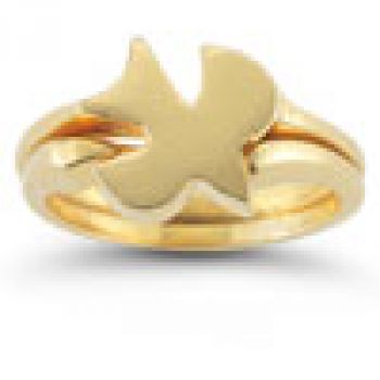 Christian Dove Bridal Wedding Ring Set in 14K Yellow Gold 2