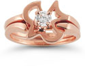 Christian Dove Diamond Engagement and Wedding Ring Set in 14K Rose Gold