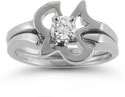 Christian Dove White Topaz Wedding Ring Set in Sterling Silver