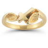 Christian CZ Cross Bridal Ring Set in 14K Yellow Gold
