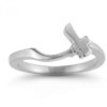 Diamond Cross Engagement and Wedding Ring Bridal Set in 14K White Gold 4
