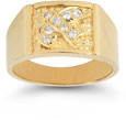 Christian Dove Diamond Holy Spirit Ring in 14K Yellow Gold
