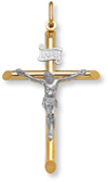 14K Solid Two-Tone Gold Crucifix Pendant for Men