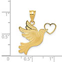 Dove with Heart Pendant, 14K Yellow Gold 2