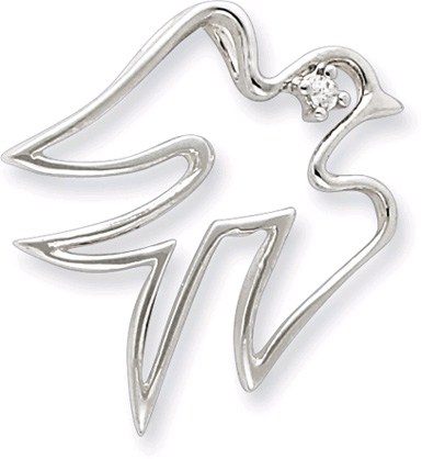 Holy Spirit CZ Dove Pendant in Sterling Silver