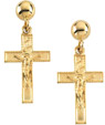 14K Yellow Gold Crucifix Earrings