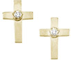 14K Yellow Gold Cross Earrings with Diamond Accents
