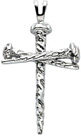 Nail Design Cross Pendant in Sterling Silver