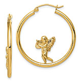 angel hoop earrings 14k gold