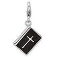 black bible cross charm sterling silver