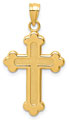 Budded Cross Pendant for Women, 14K Yellow Gold