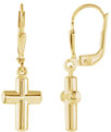 Christian Cross Lever-Back Earrings in 14K Yellow Gold