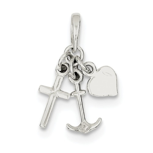 Cross, Heart, and Anchor Pendant in Sterling Silver