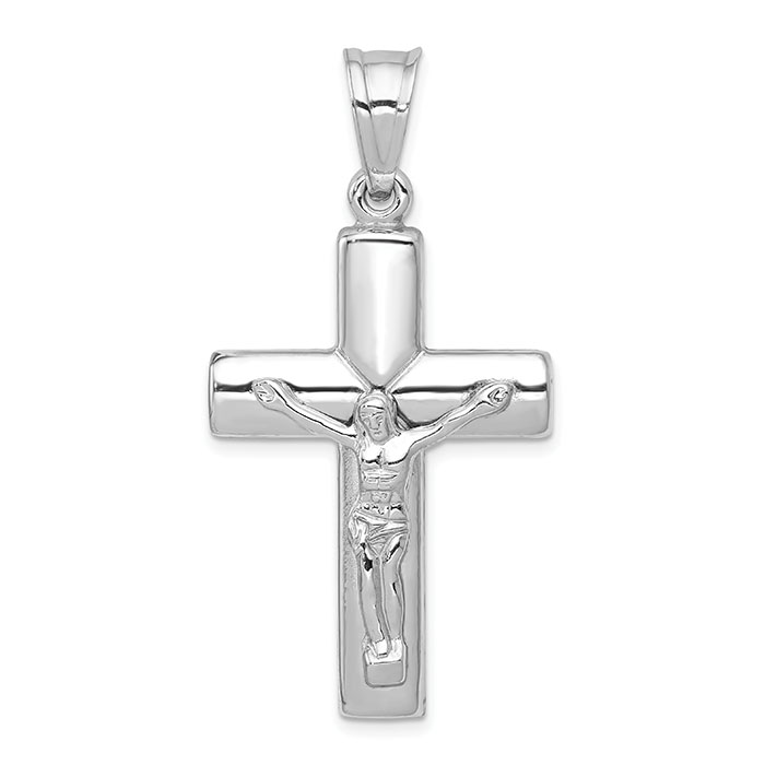 Reversible 14K White Gold Cross and Crucifix Pendant
