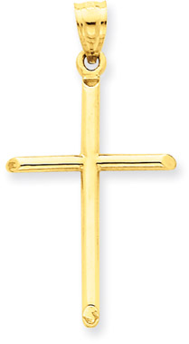 14K Yellow Gold Modern Cross Pendant