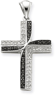Black and White Diamond Cross Pendant