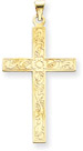 Large 14K Yellow Gold Floral Cross Pendant