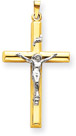 14K Two-Tone INRI Crucifix Pendant